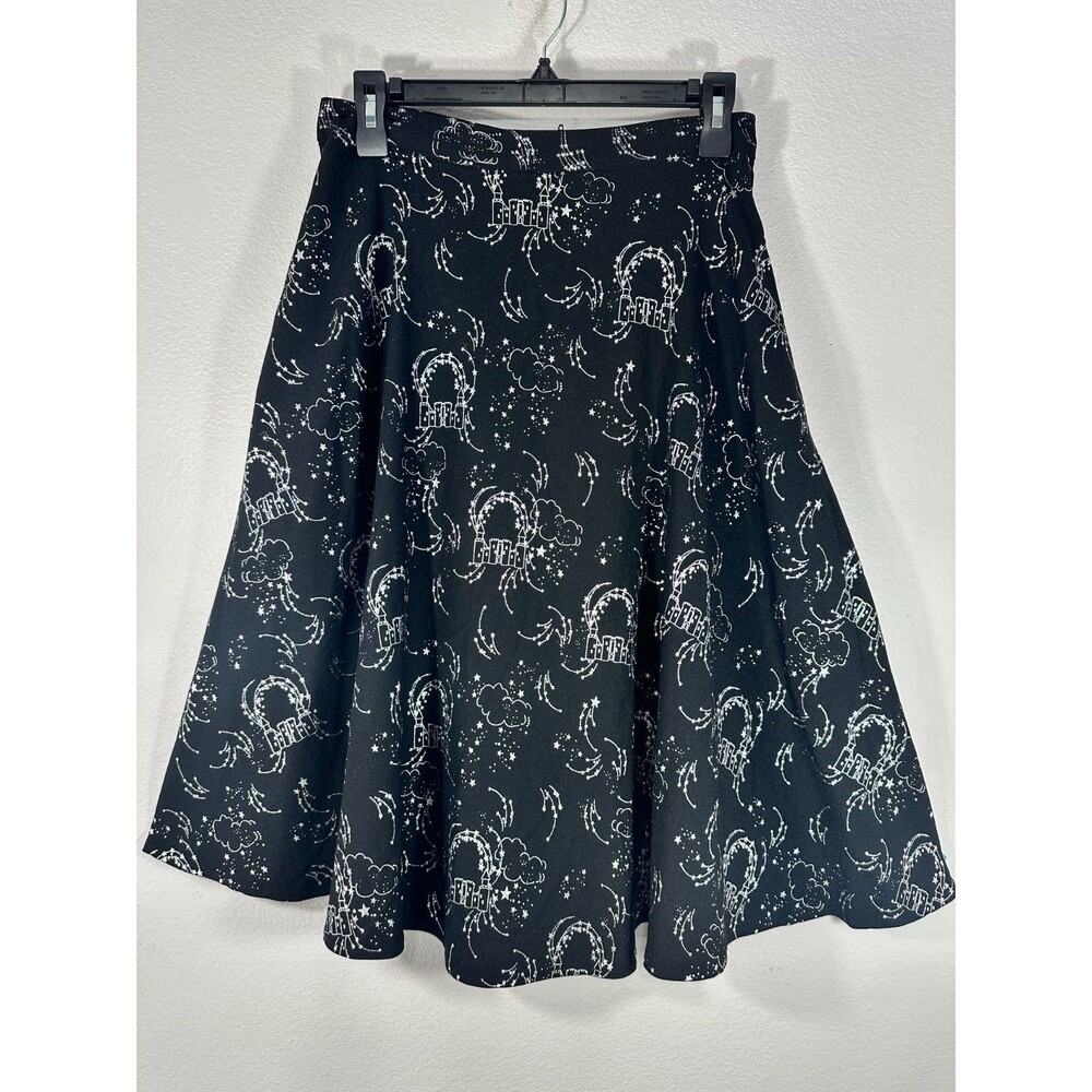 Collectif Sadie Dream Castle Swing Black Midi Skirt Whimsigoth Fairy Size M BN
